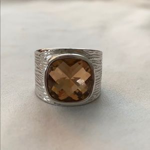 Lia Sophia Peach stone statement ring